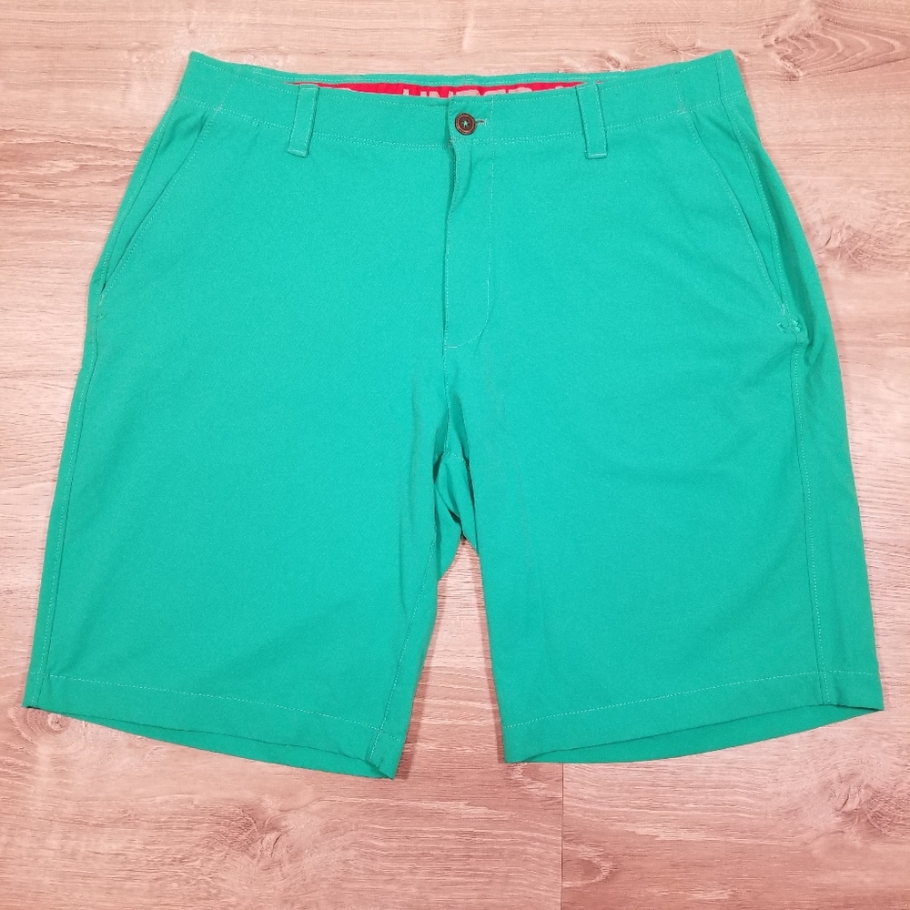 Under Armour Match Play Golf Shorts Heat Gear Mens Size 40 Turquoise Green